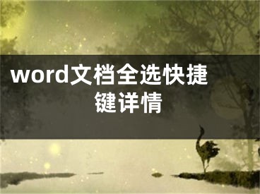 word文檔全選快捷鍵詳情