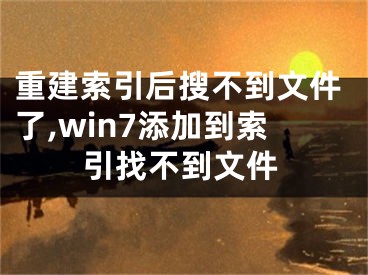 重建索引后搜不到文件了,win7添加到索引找不到文件