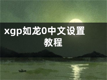 xgp如龍0中文設(shè)置教程