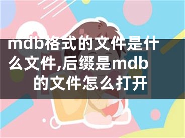 mdb格式的文件是什么文件,后綴是mdb的文件怎么打開