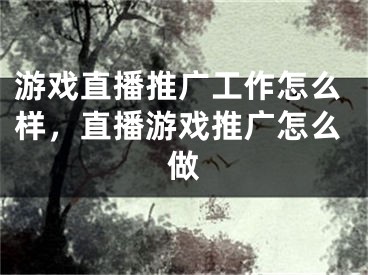 游戲直播推廣工作怎么樣，直播游戲推廣怎么做