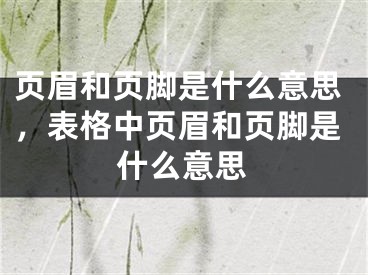 頁(yè)眉和頁(yè)腳是什么意思，表格中頁(yè)眉和頁(yè)腳是什么意思