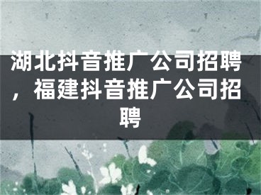 湖北抖音推廣公司招聘，福建抖音推廣公司招聘