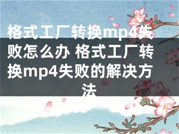 格式工廠轉(zhuǎn)換mp4失敗怎么辦 格式工廠轉(zhuǎn)換mp4失敗的解決方法