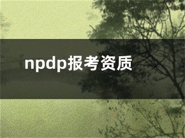 npdp報考資質(zhì)