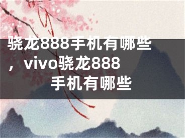 驍龍888手機有哪些，vivo驍龍888手機有哪些