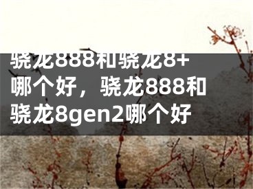 驍龍888和驍龍8+哪個好，驍龍888和驍龍8gen2哪個好