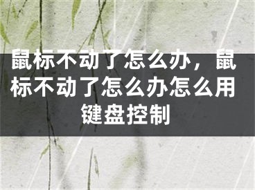 鼠標不動了怎么辦，鼠標不動了怎么辦怎么用鍵盤控制