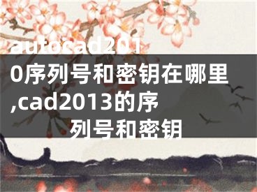 autocad2010序列號和密鑰在哪里,cad2013的序列號和密鑰