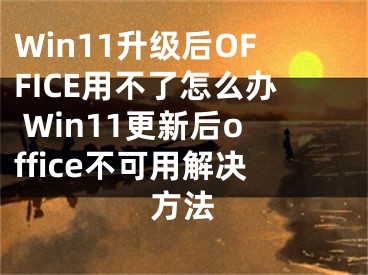 Win11升級(jí)后OFFICE用不了怎么辦 Win11更新后office不可用解決方法