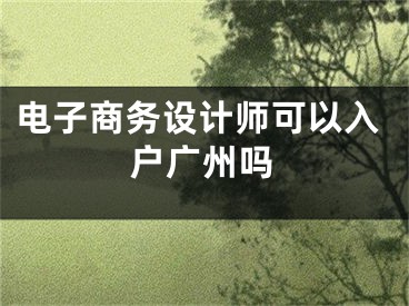 電子商務(wù)設(shè)計(jì)師可以入戶廣州嗎