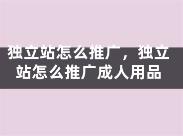 獨立站怎么推廣，獨立站怎么推廣成人用品