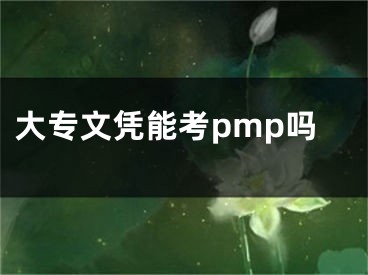 大專文憑能考pmp嗎