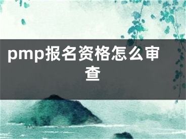 pmp報名資格怎么審查