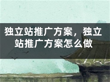 獨(dú)立站推廣方案，獨(dú)立站推廣方案怎么做