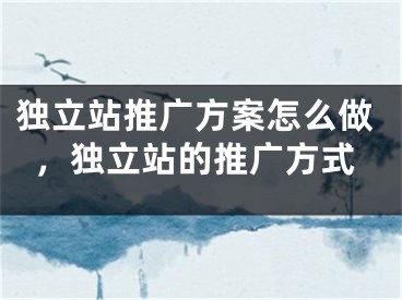 獨(dú)立站推廣方案怎么做，獨(dú)立站的推廣方式