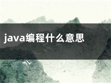 java編程什么意思