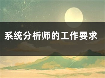 系統(tǒng)分析師的工作要求