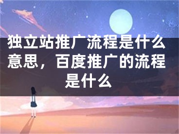 獨立站推廣流程是什么意思，百度推廣的流程是什么