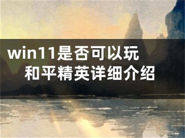 win11是否可以玩和平精英詳細(xì)介紹