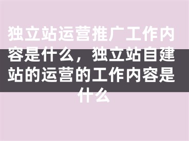 獨立站運營推廣工作內(nèi)容是什么，獨立站自建站的運營的工作內(nèi)容是什么