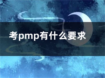 考pmp有什么要求