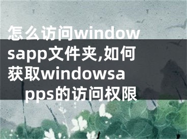 怎么訪問(wèn)windowsapp文件夾,如何獲取windowsapps的訪問(wèn)權(quán)限