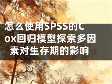 怎么使用SPSS的Cox回歸模型探索多因素對生存期的影響 