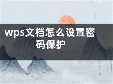 wps文檔怎么設(shè)置密碼保護(hù) 