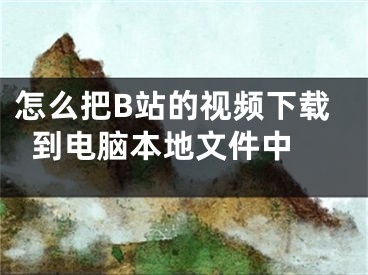 怎么把B站的視頻下載到電腦本地文件中 