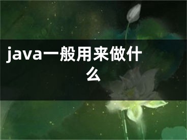 java一般用來做什么