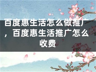 百度惠生活怎么做推廣，百度惠生活推廣怎么收費