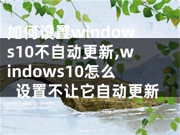 如何設(shè)置windows10不自動更新,windows10怎么設(shè)置不讓它自動更新