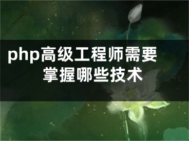 php高級工程師需要掌握哪些技術(shù)