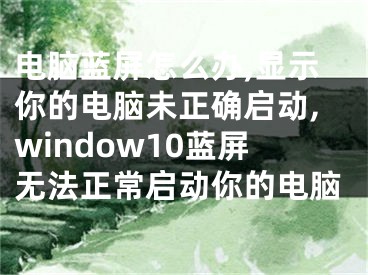 電腦藍(lán)屏怎么辦,顯示你的電腦未正確啟動,window10藍(lán)屏無法正常啟動你的電腦