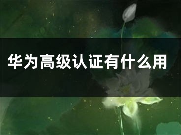 華為高級認證有什么用